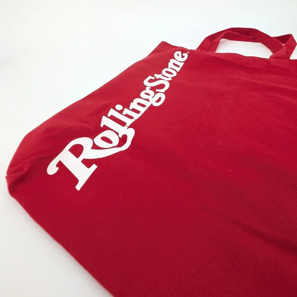 Rolling Stone Magazine Canvas‎ Tote Bag Red White Magazine Reusable Market Bag